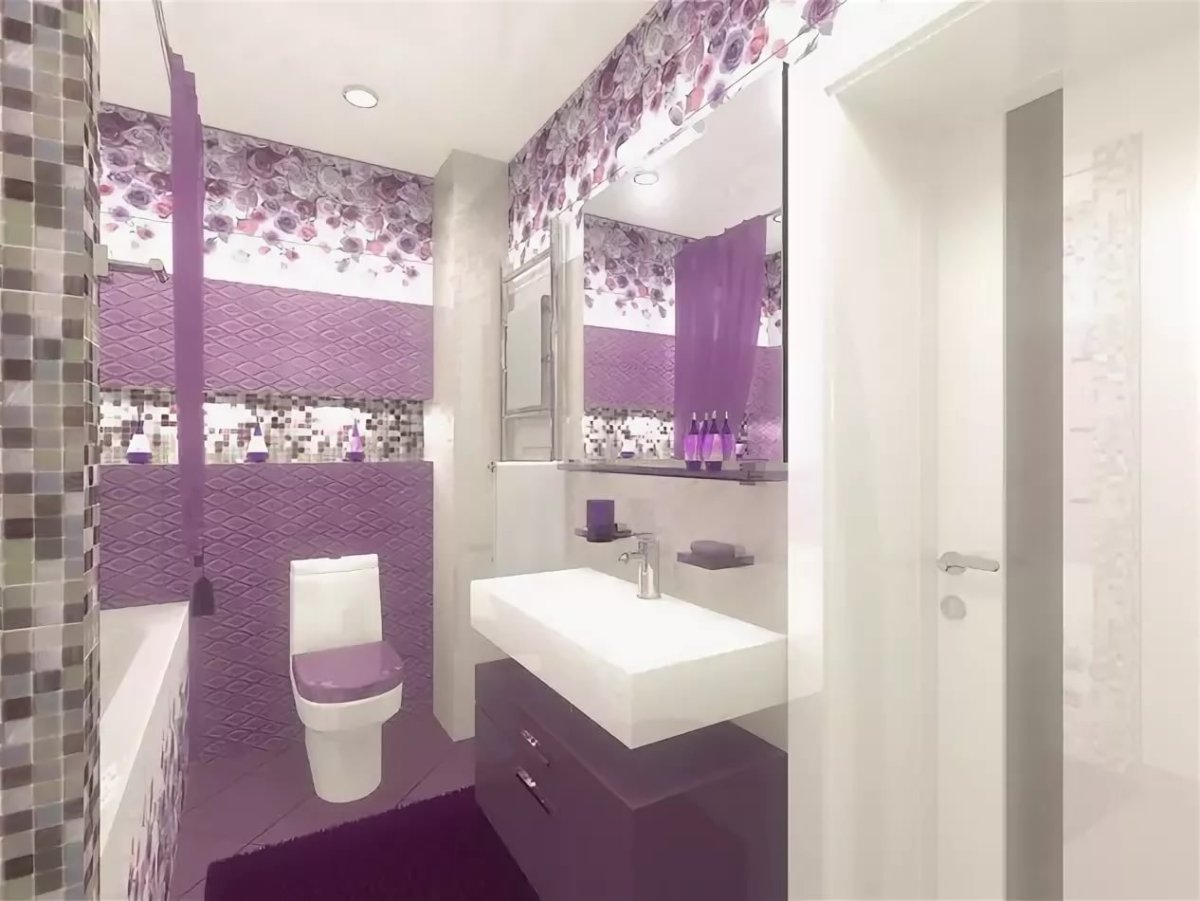 Ванная в сиреневом цвете