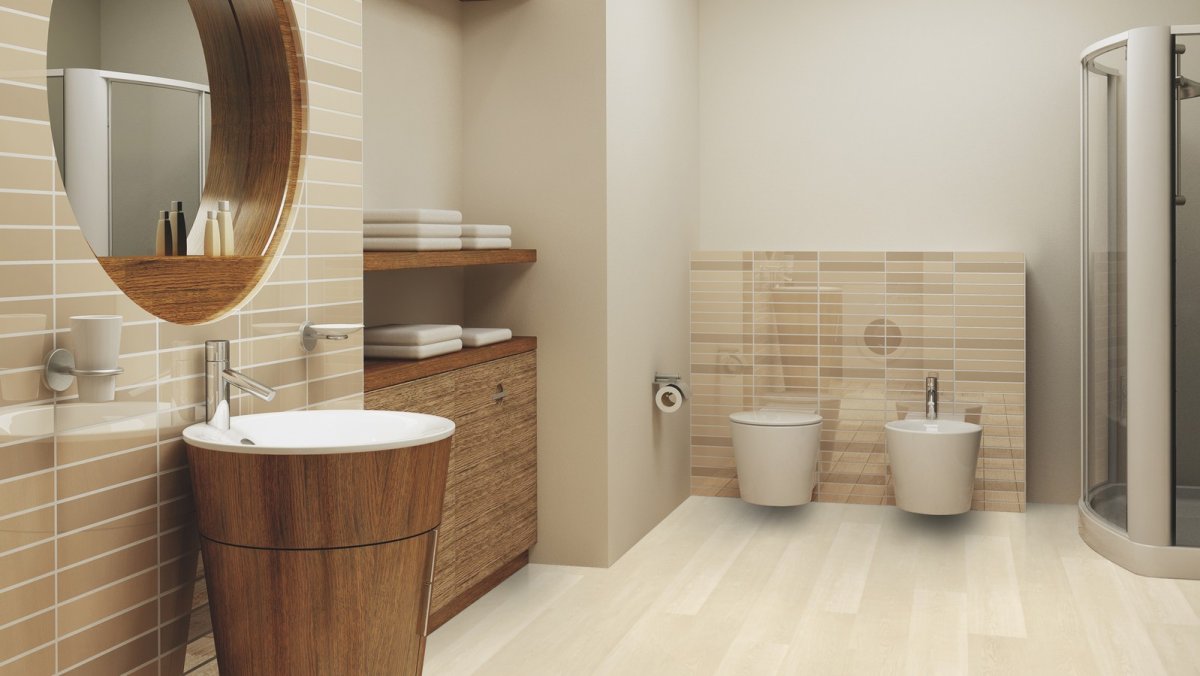 Комбинированная отделка ванной комнаты