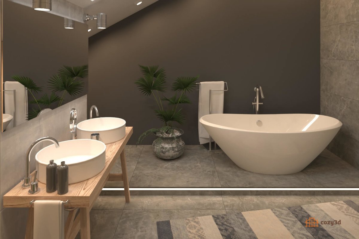 Визуализация ванной комнаты в 3d