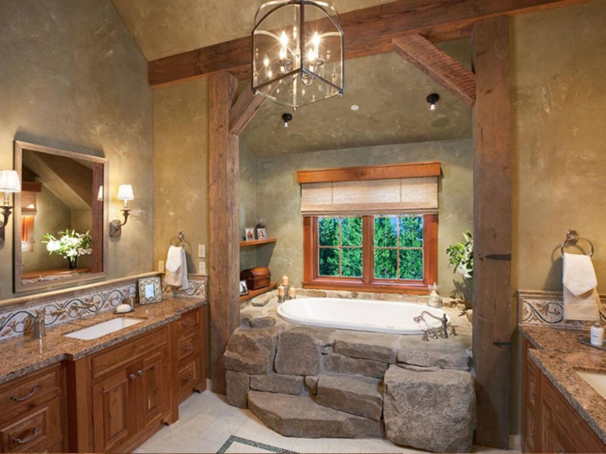 Деревенский стиль в ванной комнате