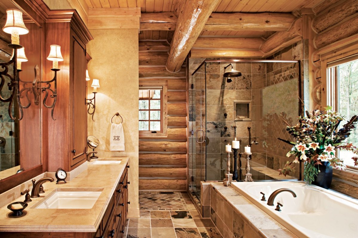 Ванная в деревянном стиле