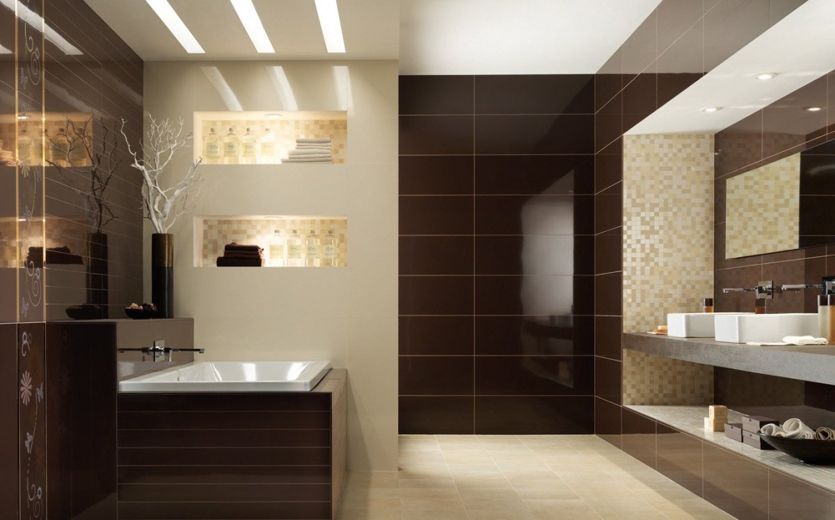 Плитка для ванной комнаты коричневая
