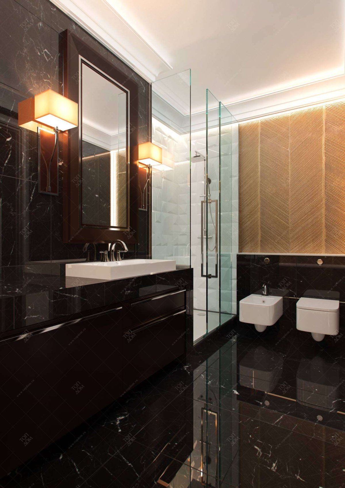 Ванная комната в темных тонах