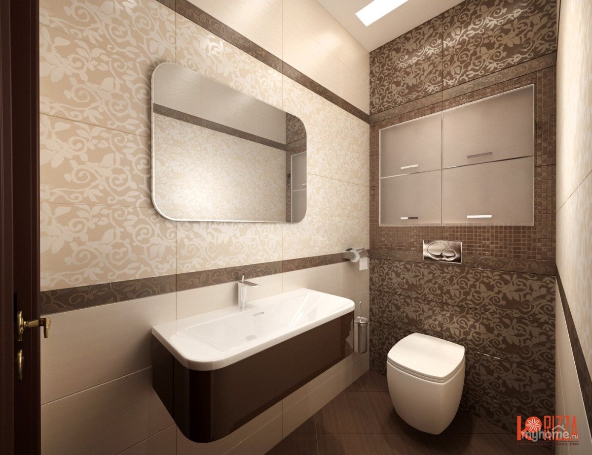 Ванная в бежево коричневом цвете