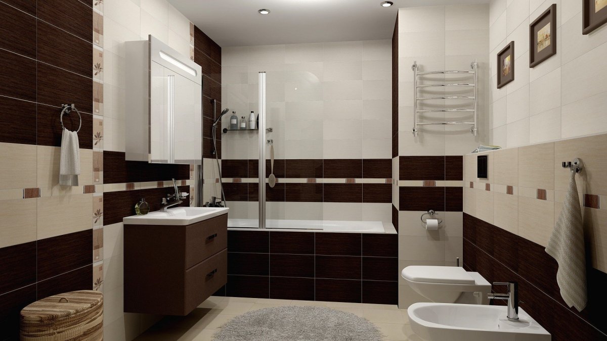 Плитка в ванную коричневая