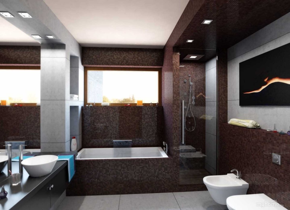 Ванная в коричневых тонах