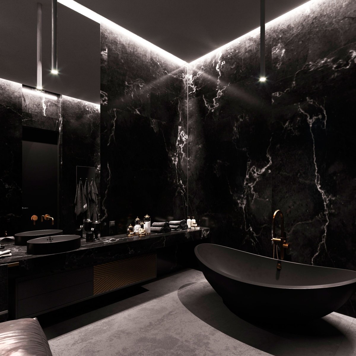 Dark Black Marble Bathroom плитка