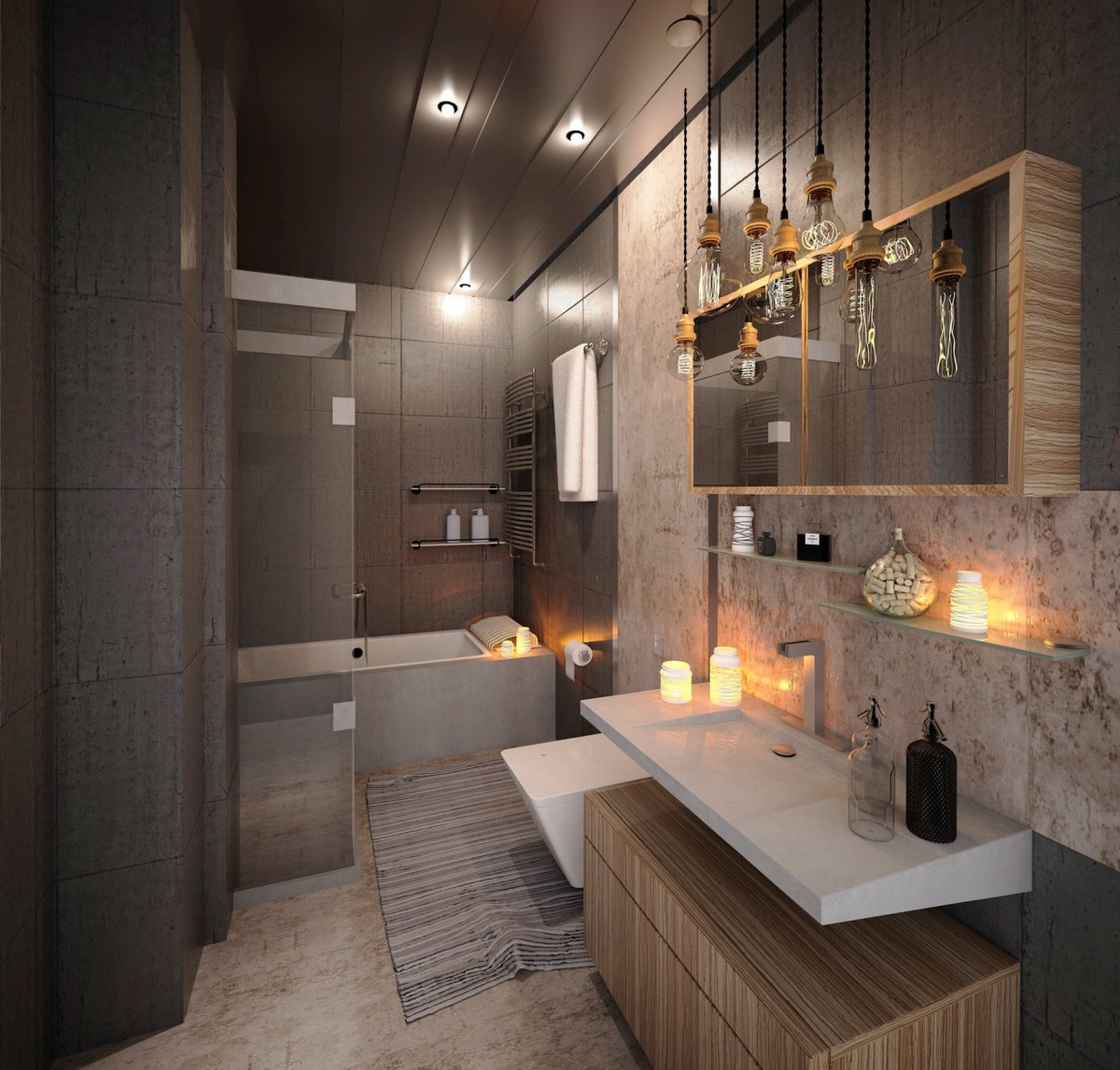 Ванная в стиле лофт 3м2