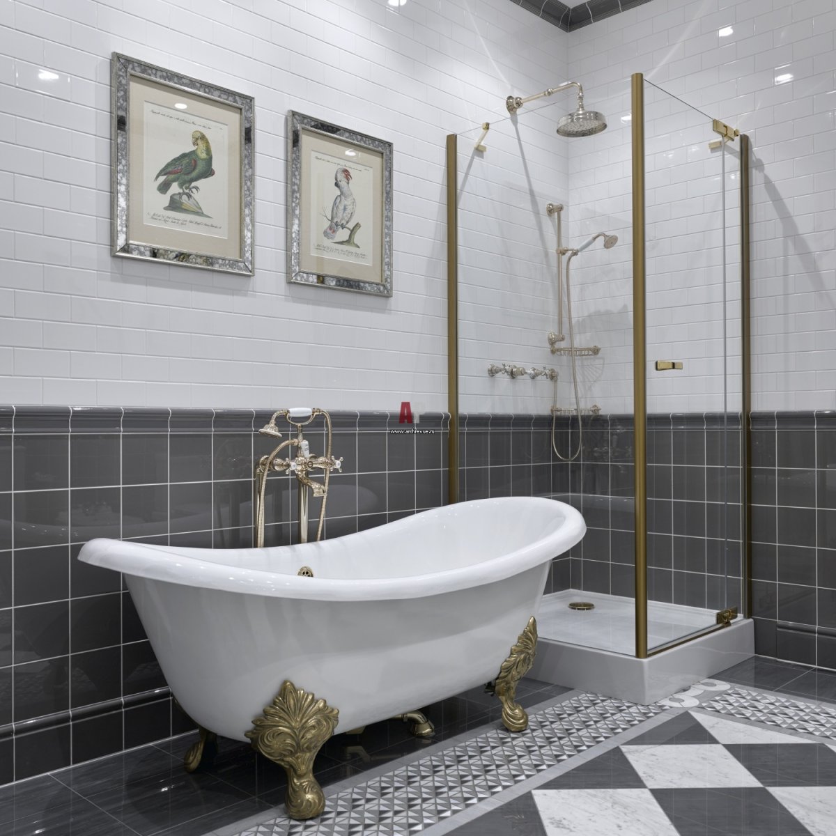 Английский стиль в ванной комнате