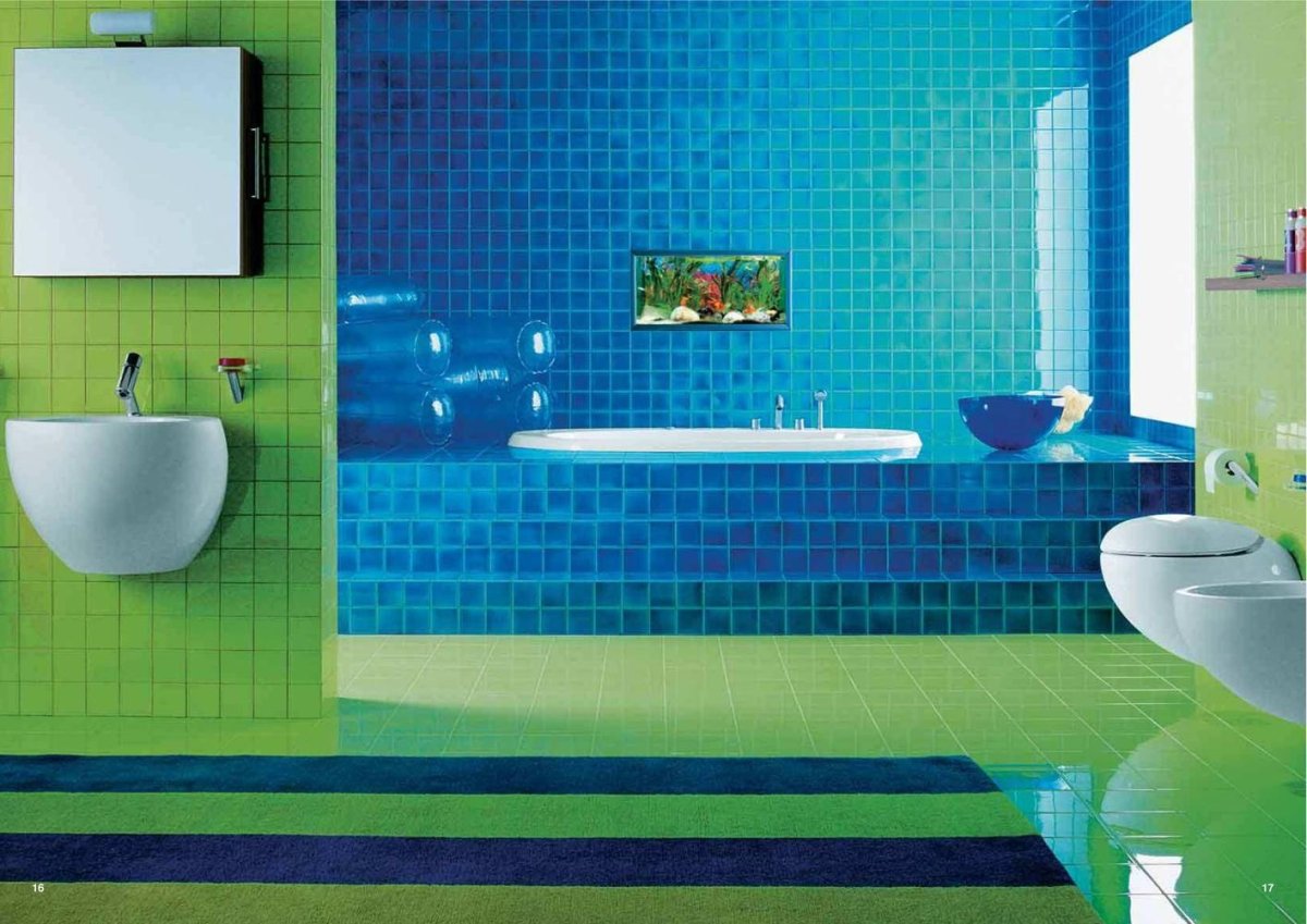 Яркая плитка для ванной комнаты