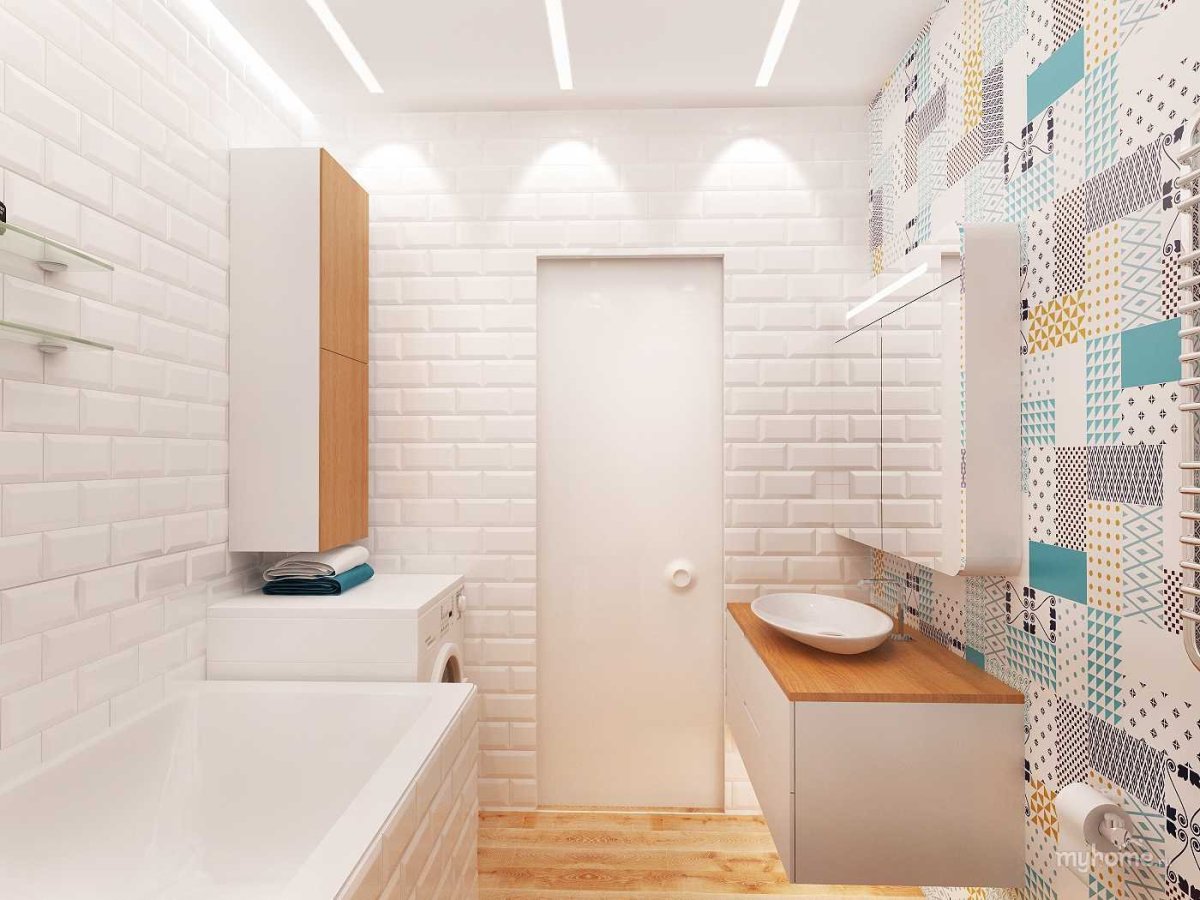 Санузел в скандинавском стиле плитка кабанчик