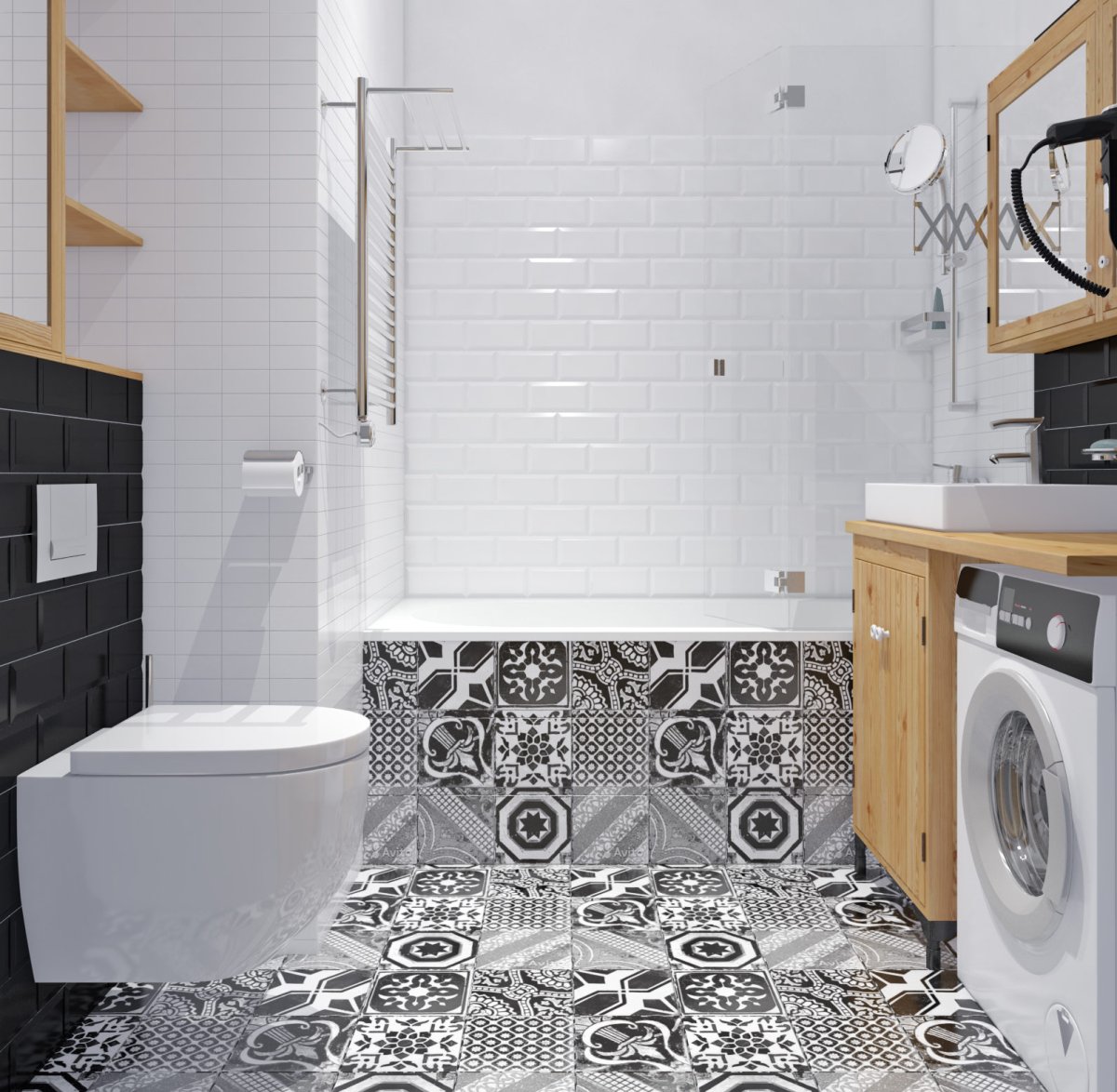 Плитка для ванны в скандинавском стиле