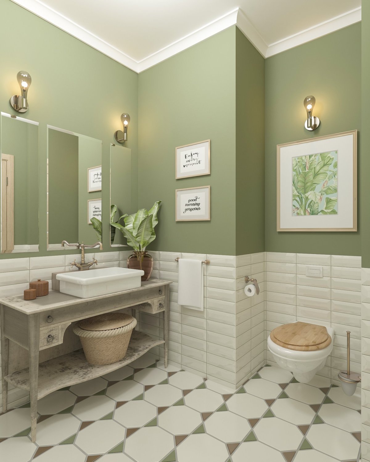 Фисташковая ванная комната