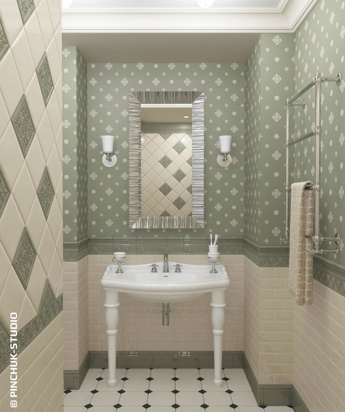 Плитка для ванной комнаты фисташкового цвета