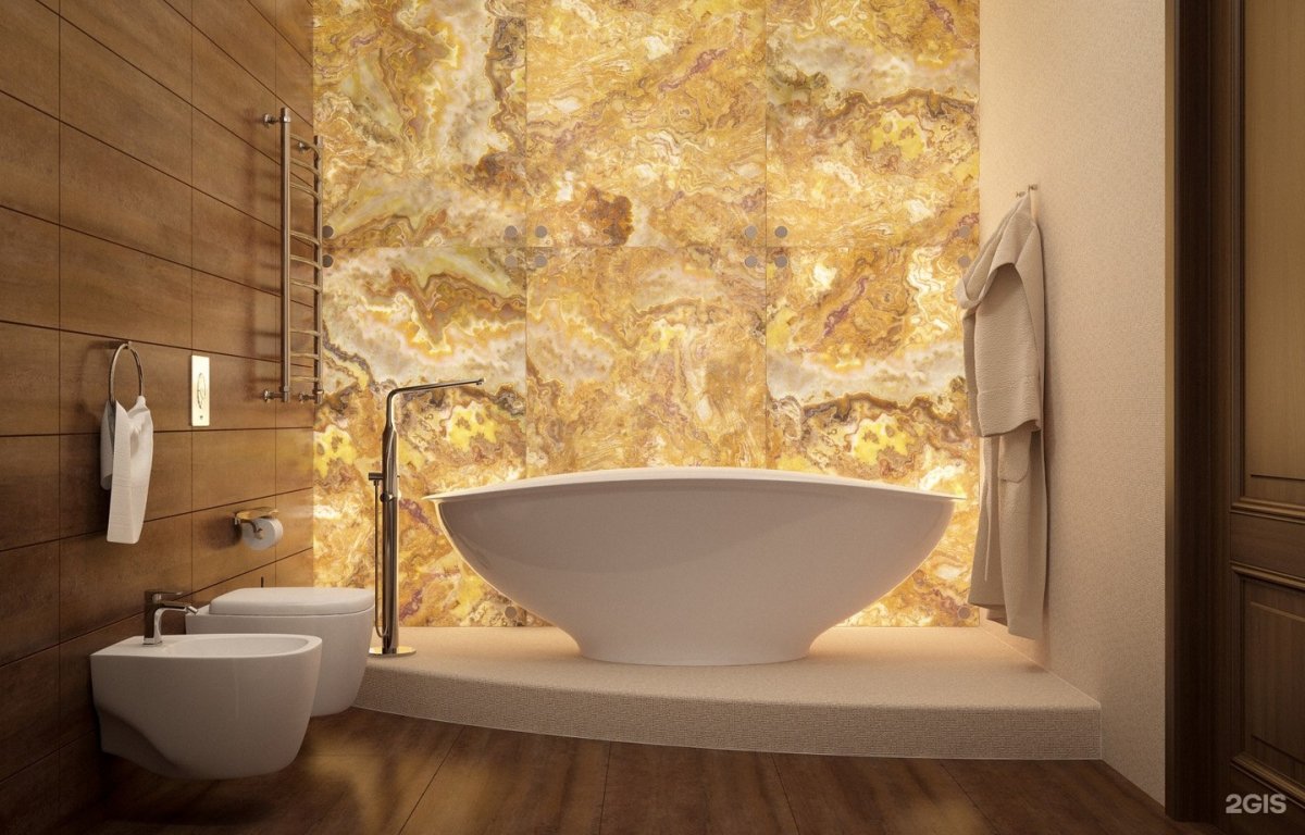 Оникс в ванной комнате с подсветкой