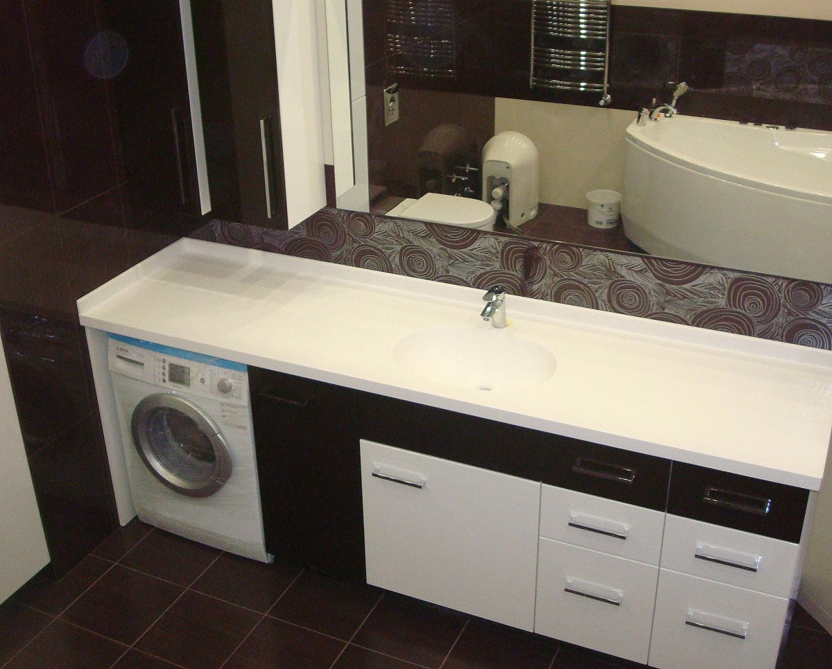 Столешница в ванную под раковину и стиральную машину