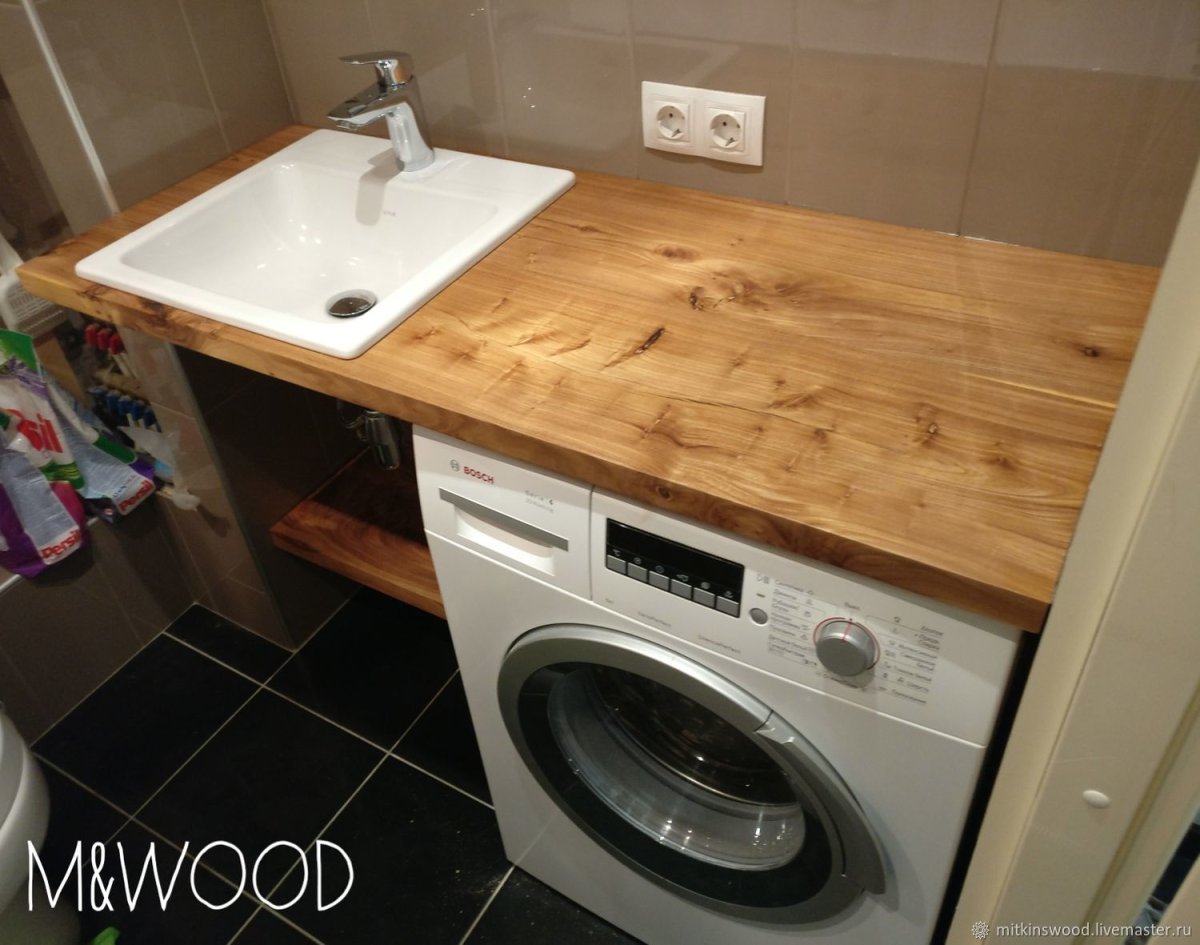 Деревянная столешница в ванную под раковину