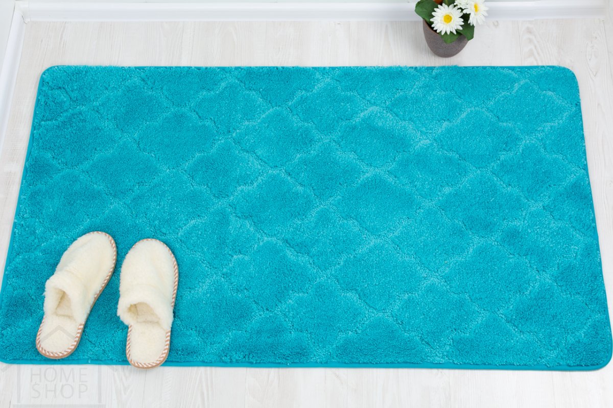 Коврик для ванной комнаты 1,30х15 м "моно" цвет бирюзовый
