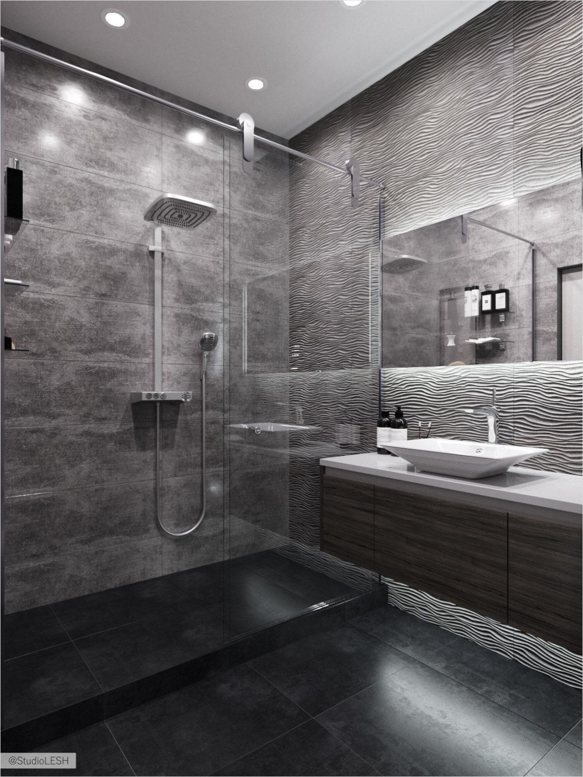 Ванная серая плитка