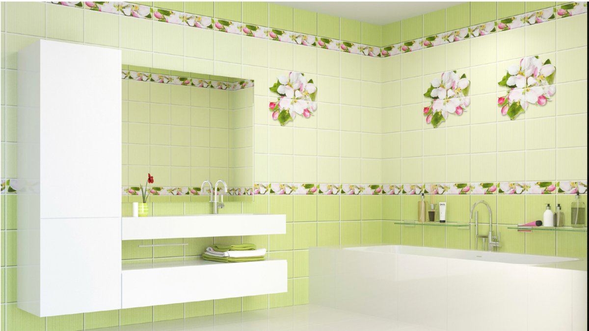 Стеновая панель ПВХ Кронапласт unique Яблоневый цвет зелёный 2700х250 мм