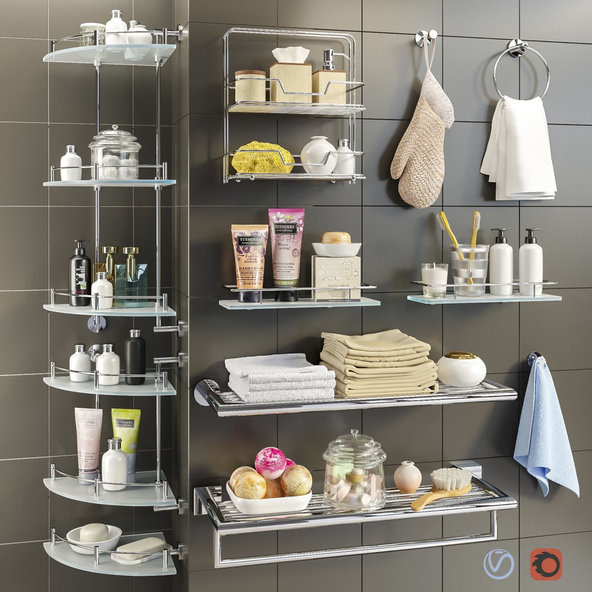 Аксессуары для ванной комнаты полки