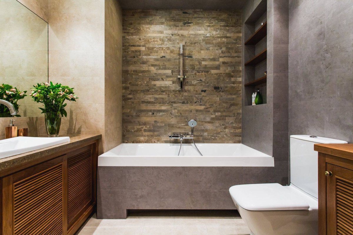 Отделка ванной декоративной штукатуркой