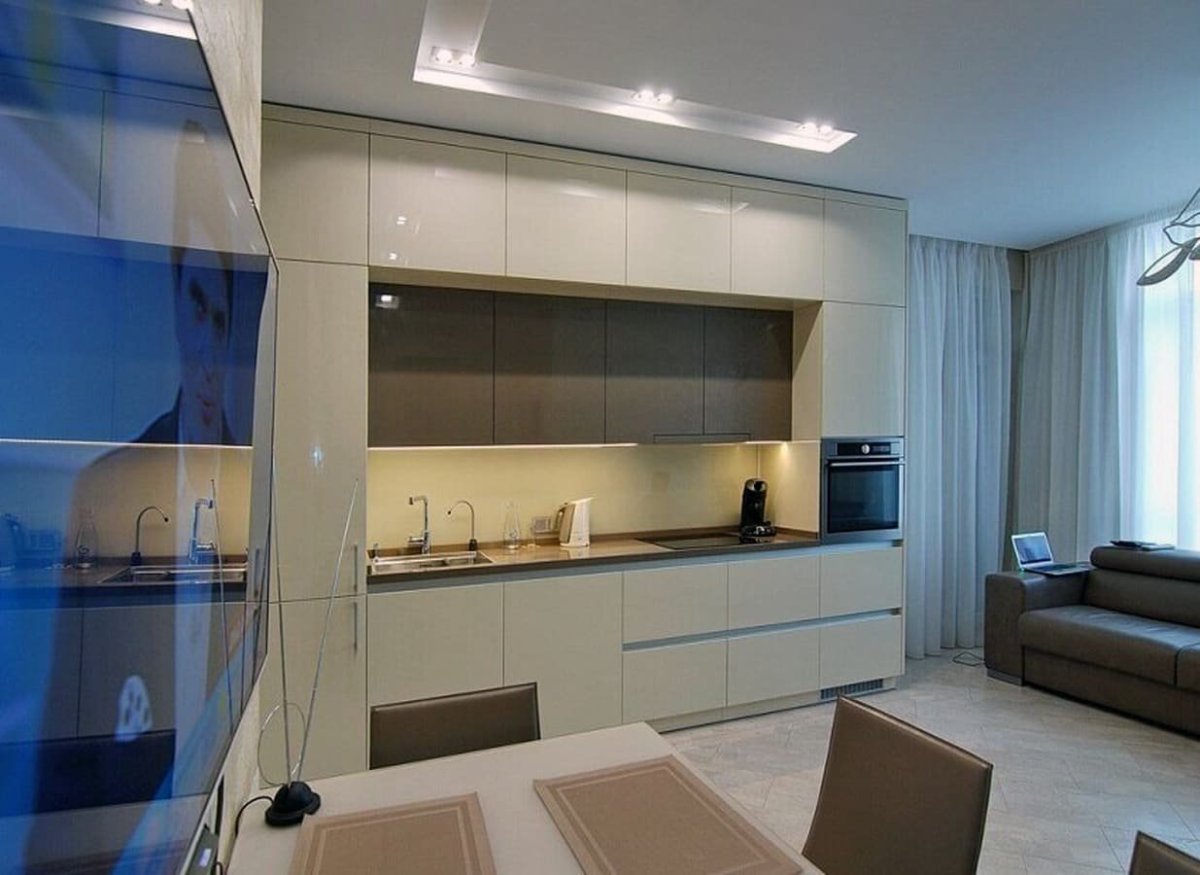 Кухня двухуровневая в современном стиле