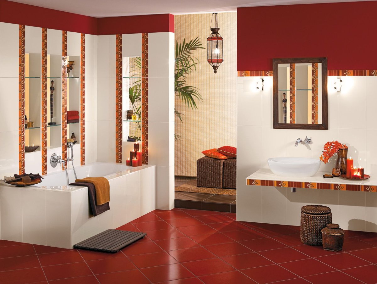 Плитка в ванную комнату бордовая