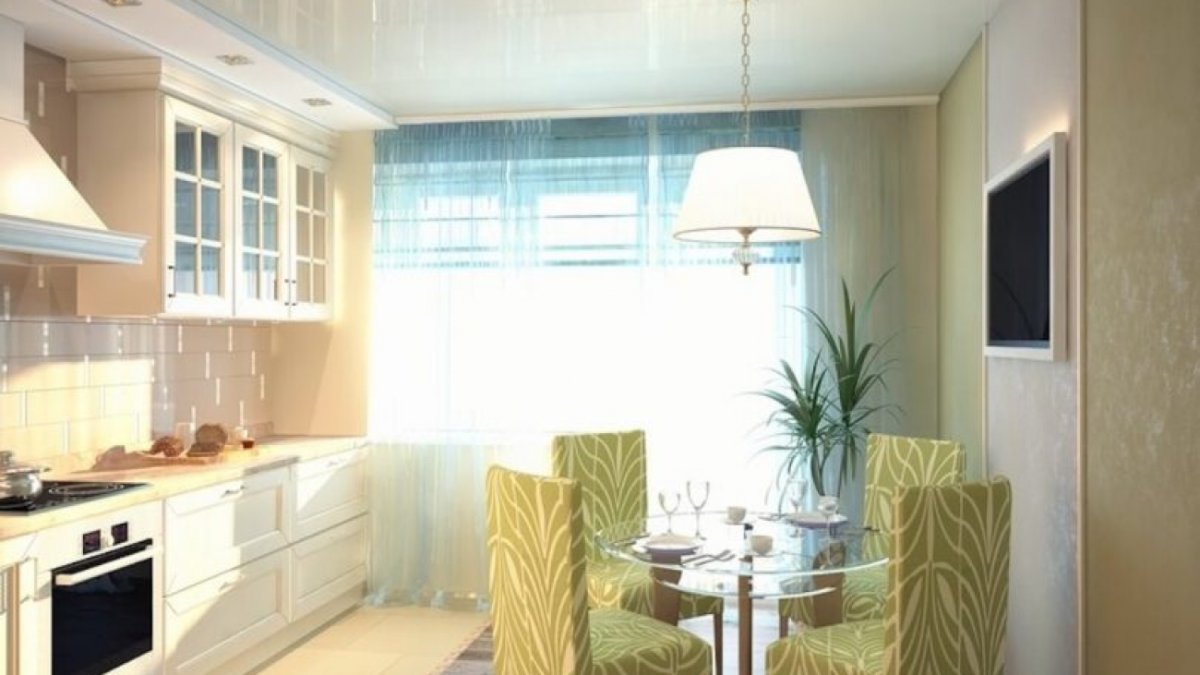 Натяжной потолок на кухне