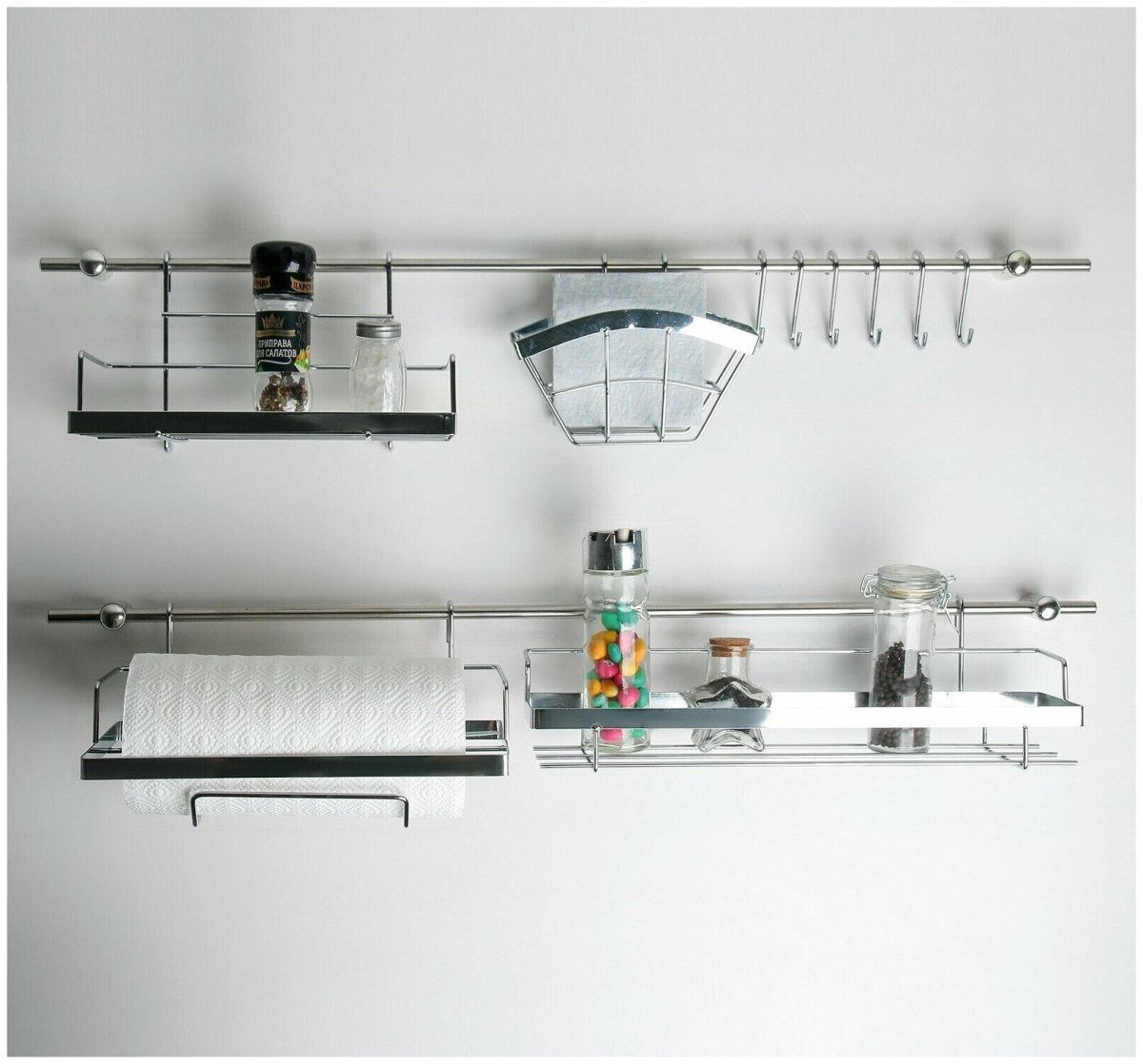 Рейлинговая система для кухни базовый набор 16 предметов