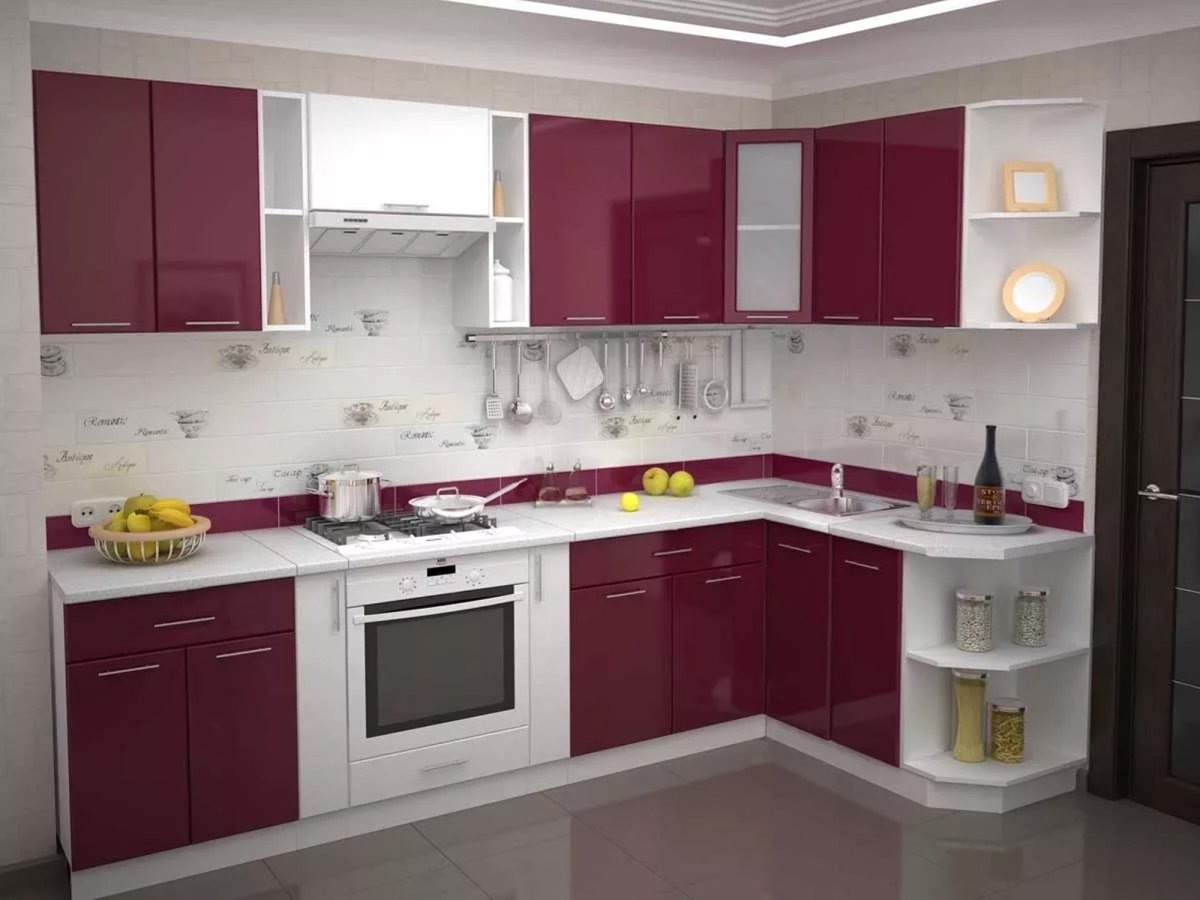 Кухня Ксения 2м белый глянец/ сизый глянец