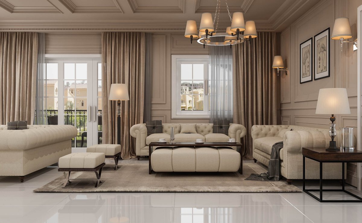 Классический интерьер в бежевых тонах