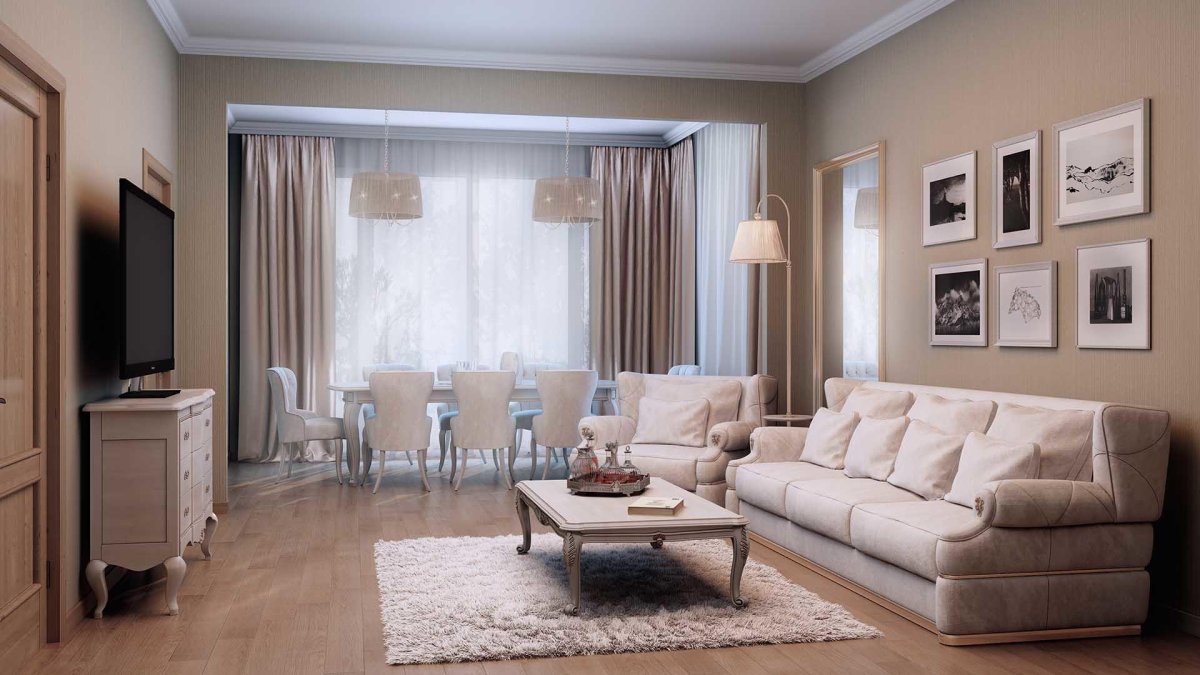 Гостиная в бежевом цвете