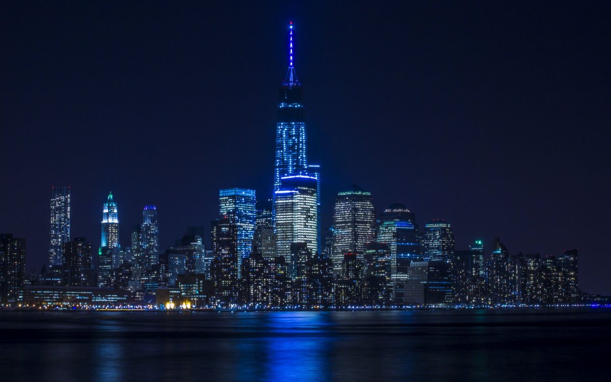 Фон ночной Нью-Йорк небоскребы