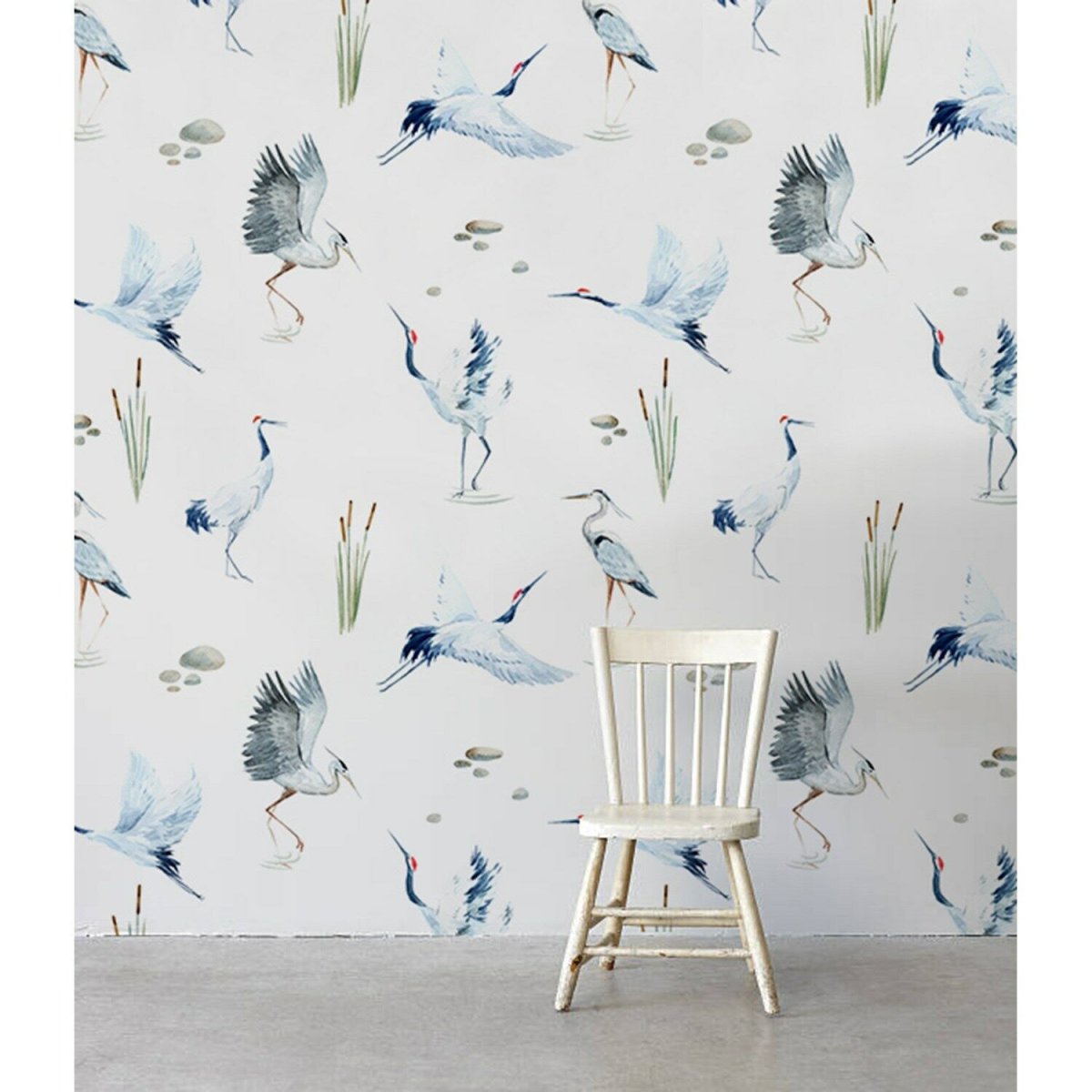 Обои с птичками в спальне