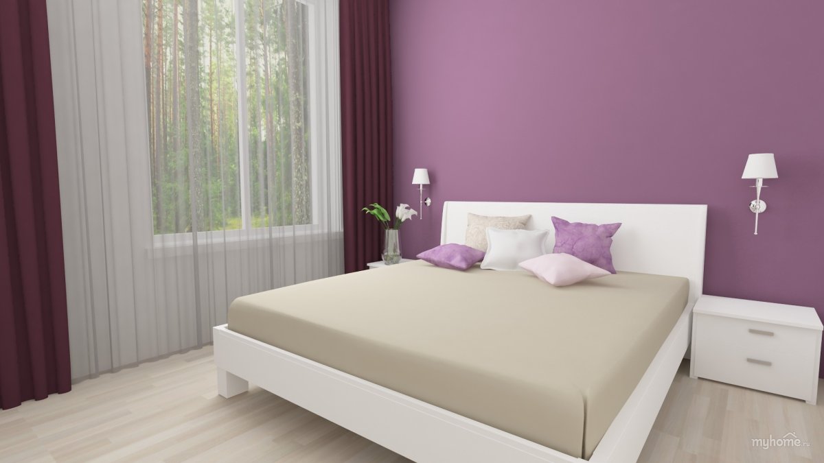 Светлые однотонные обои в интерьере