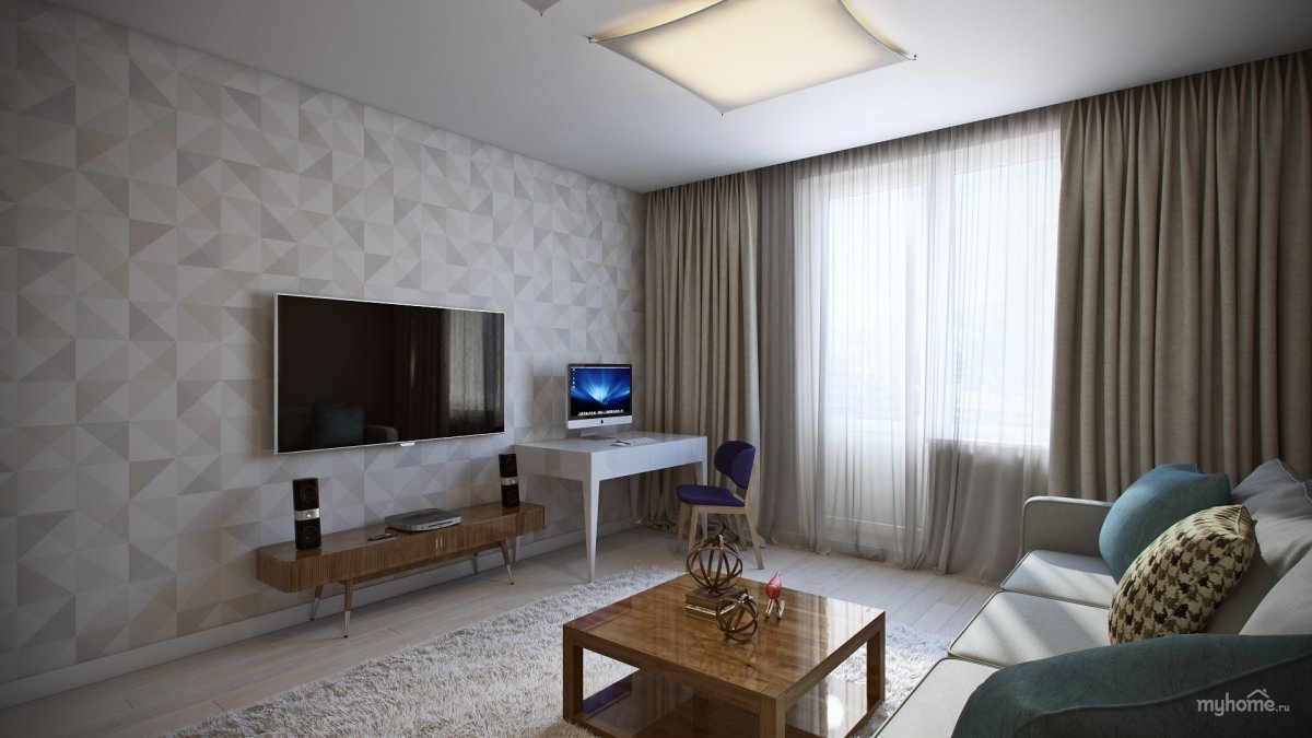 Светлые обои в гостиную