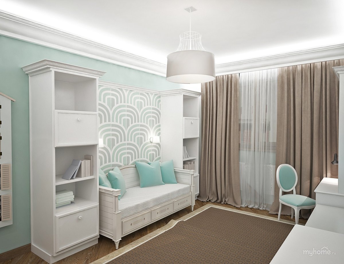 Детская комната в мятных тонах