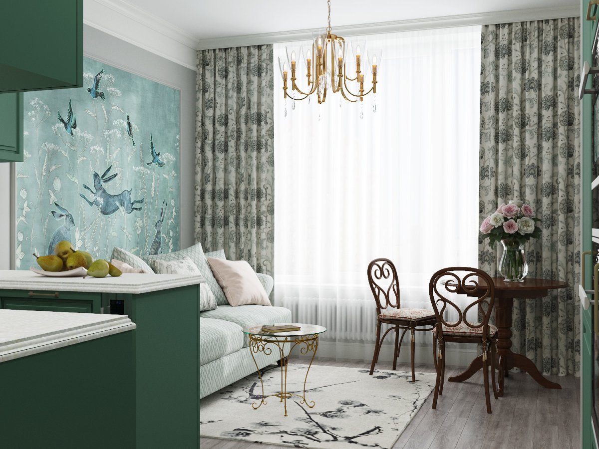 С чем сочетается цвет Тиффани в кухне