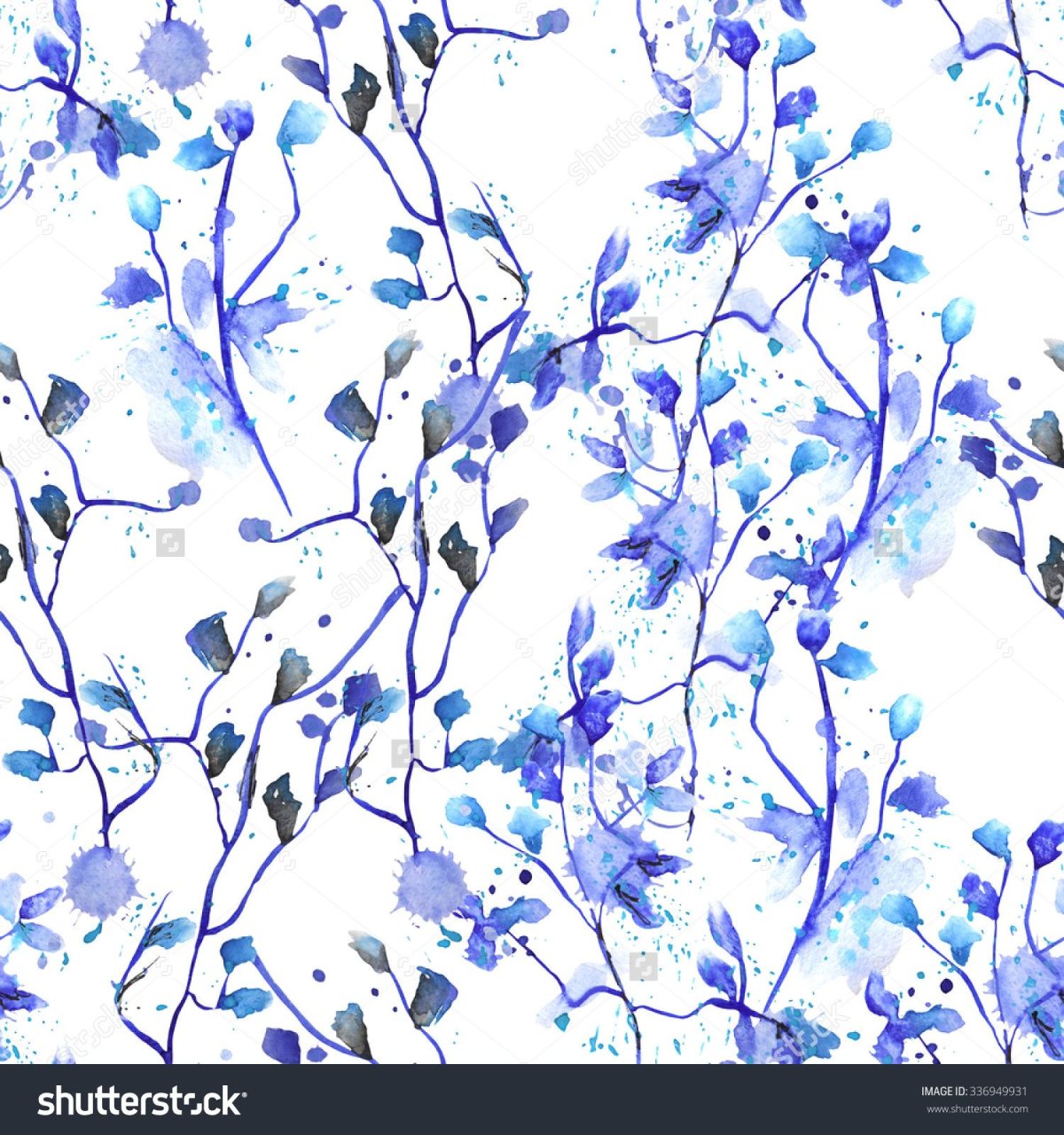 Принт цветы синие