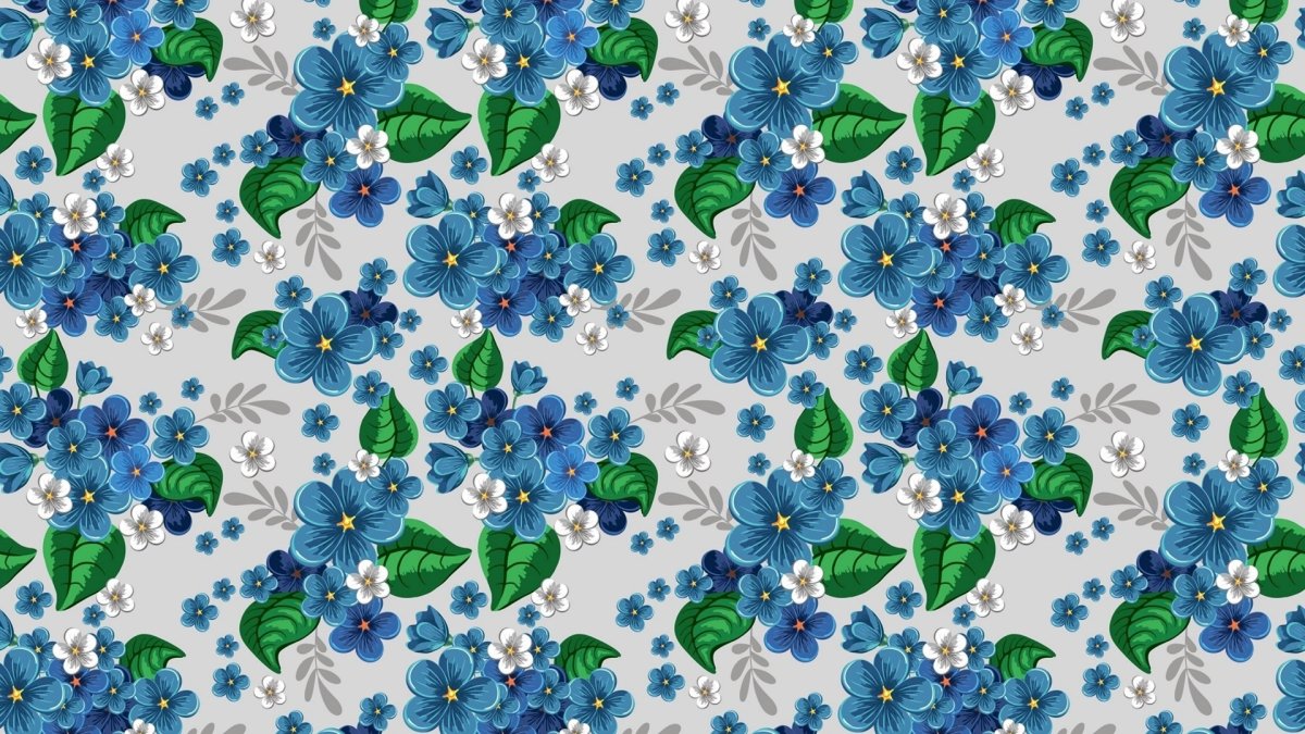 Ткань голубая в цветочек