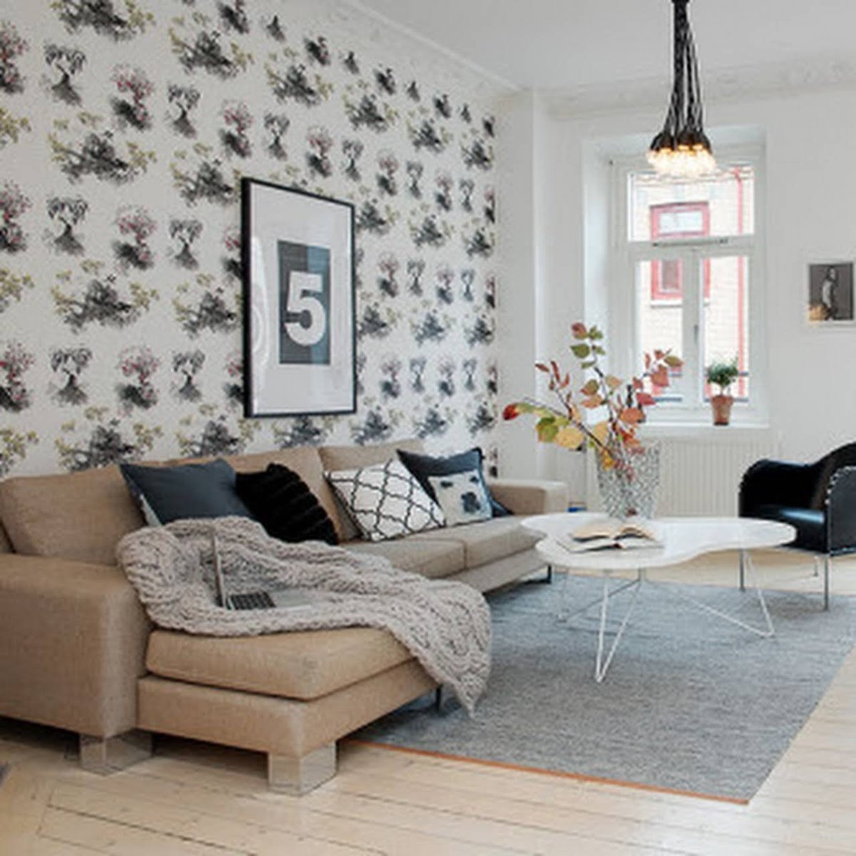 Обои в стиле Сканди для гостиной