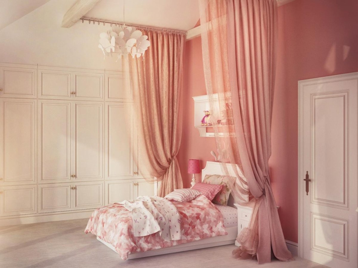 Спальня в персиковых тонах