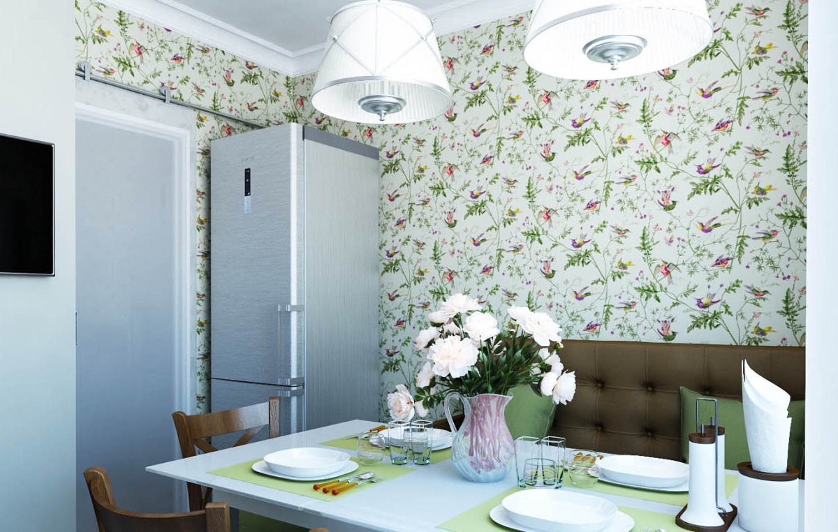 Расцветка обоев для кухни