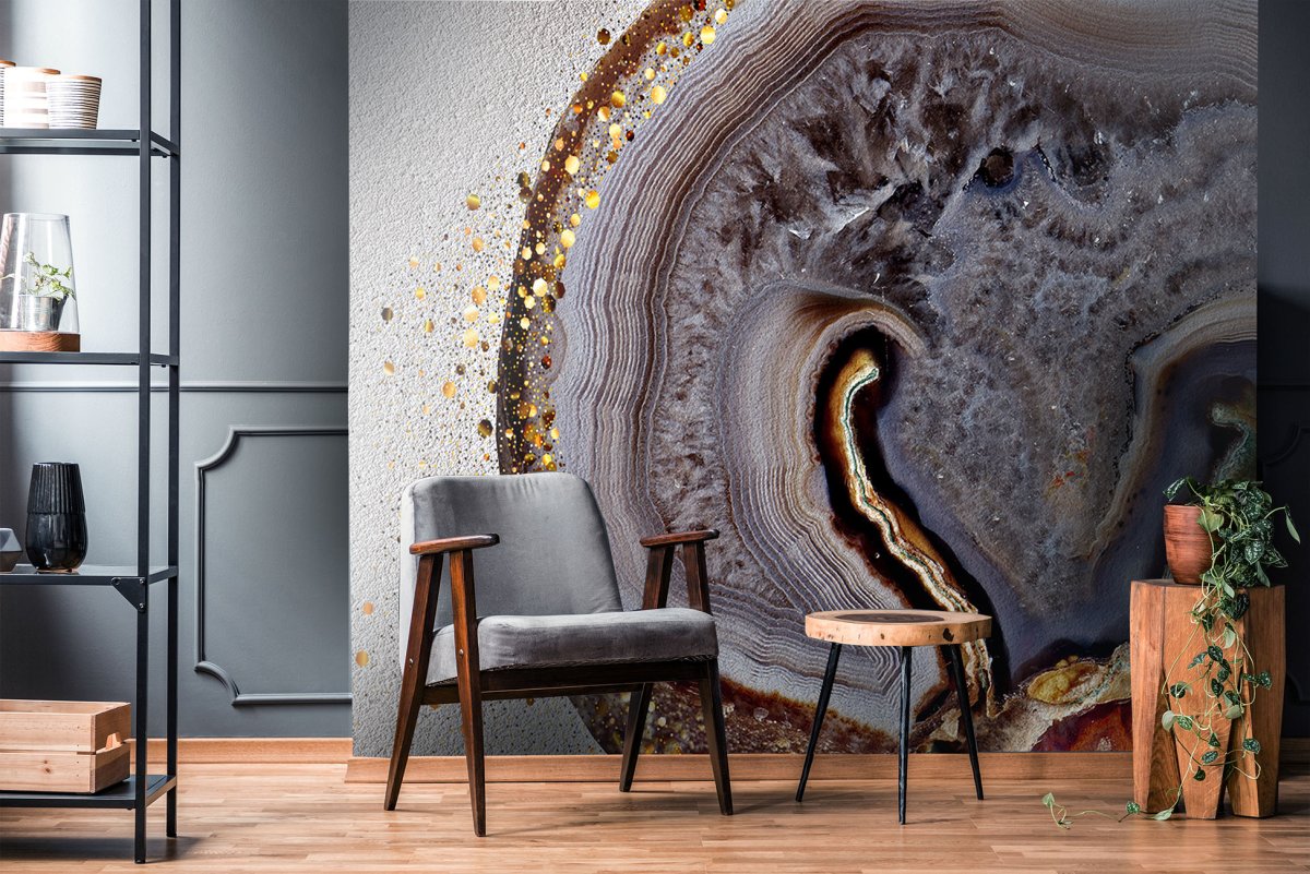 Фреска срез камня в интерьере