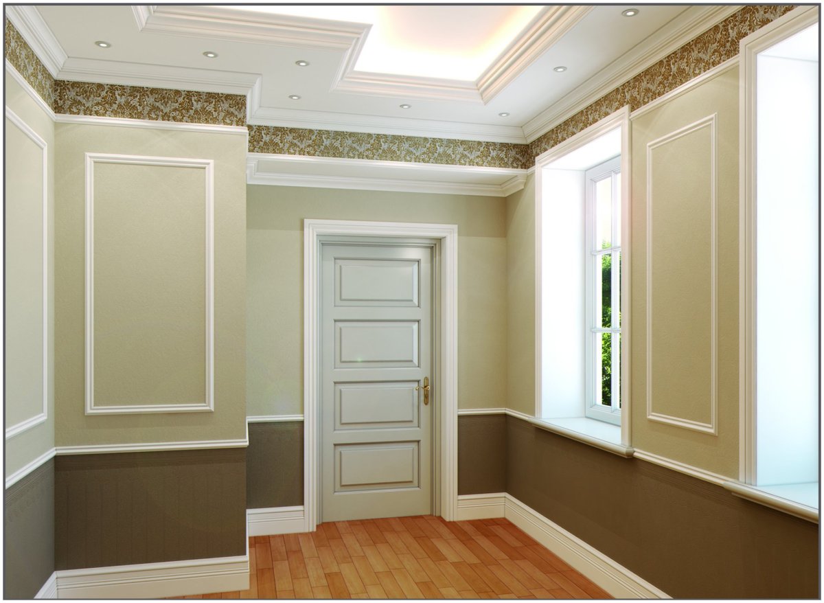 Молдинги в интерьере гостиной