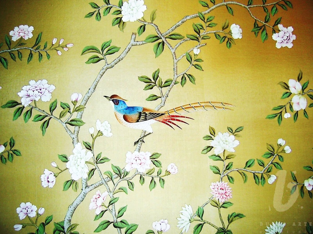 Фреска Райский сад в стиле Шинуазри