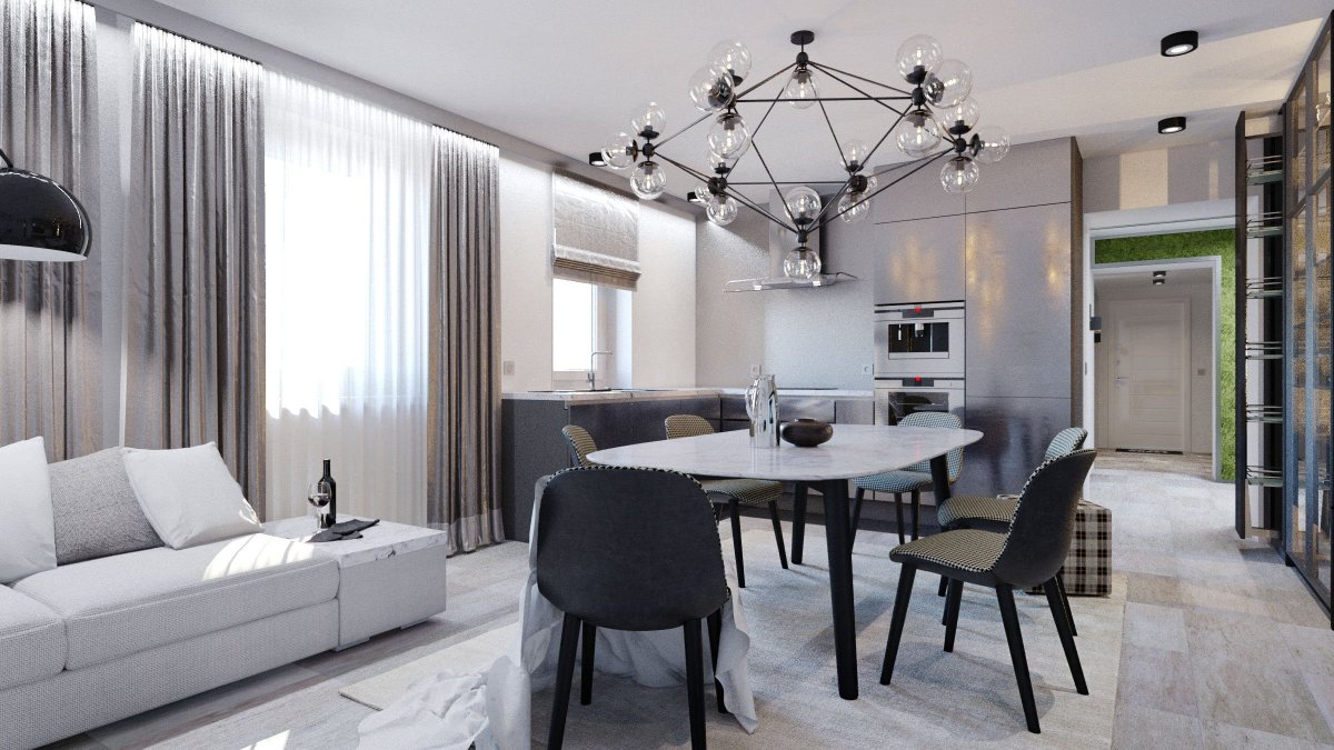 Современная кухня гостиная