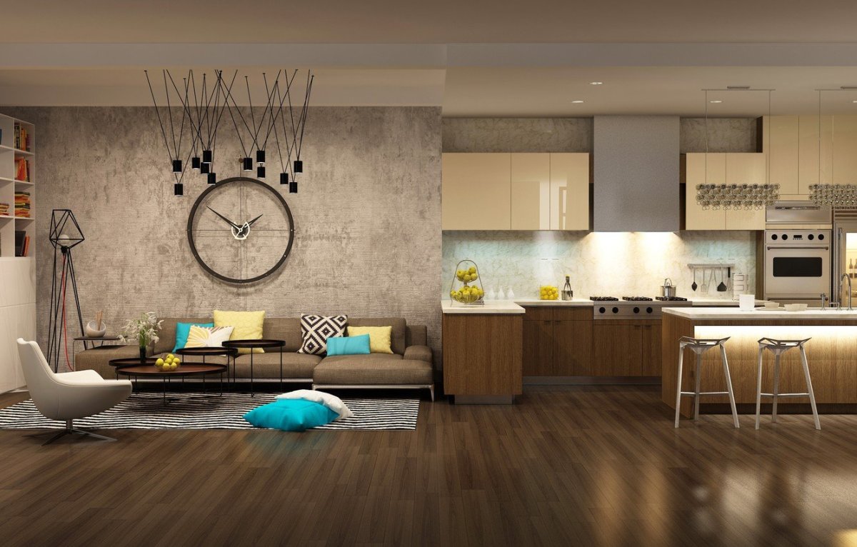 Обои для кухни-гостиной