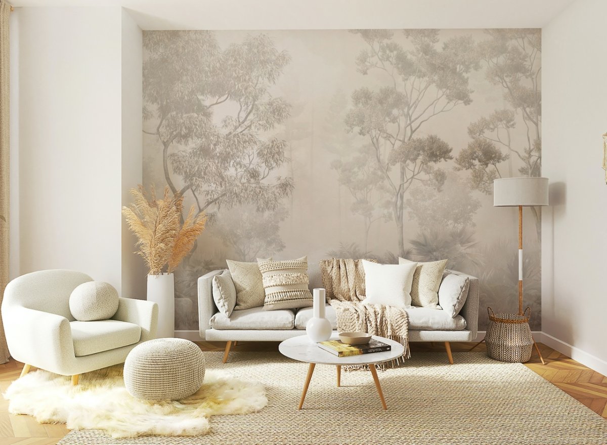 Серый белый розовый бежевый пейзаж